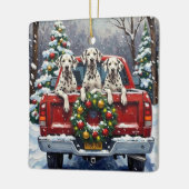 Dalmatian Christmas Red Truck Holiday Keramikornament (Links)