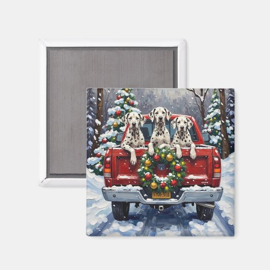 Dalmatian Christmas Red Truck Holiday Magnet (Vorderseite/Rückseite)