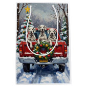 Dalmatian Christmas Red Truck Holiday Mittlere Geschenktüte (Vorderseite)