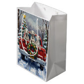 Dalmatian Christmas Red Truck Holiday Mittlere Geschenktüte (Rückseite Schrägansicht)