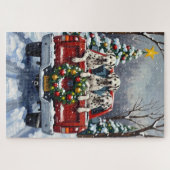 Dalmatian Christmas Red Truck Holiday Puzzle (Horizontal)