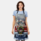 Dalmatian Christmas Red Truck Holiday Schürze (Getragen)