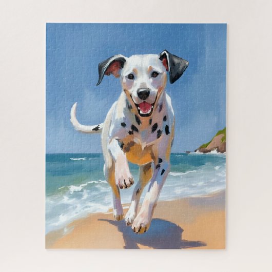 Dalmatian Dog Beach Watercolor Pet Painting Puzzle (Vertikal)