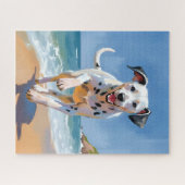Dalmatian Dog Beach Watercolor Pet Painting Puzzle (Horizontal)