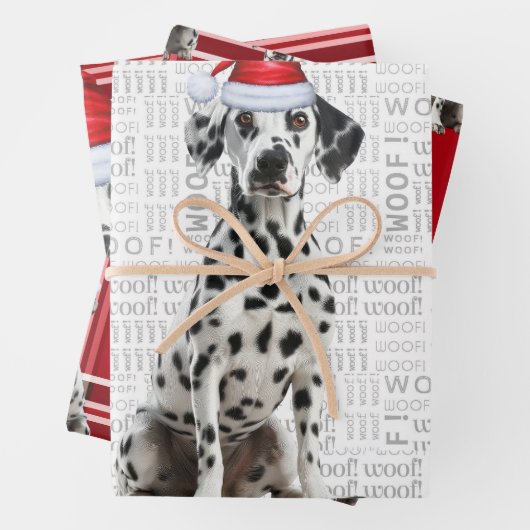 Dalmatian Dog Bold Red Holiday Plaid Christmas Geschenkpapier Set (Beispiel)