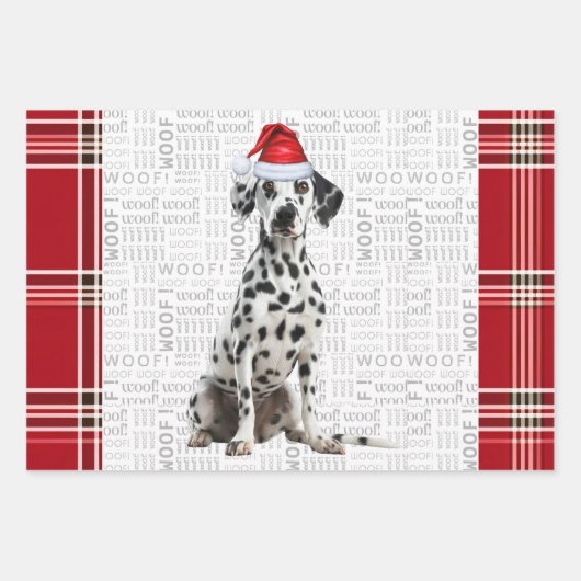 Dalmatian Dog Bold Red Holiday Plaid Christmas Geschenkpapier Set (Vorderseite)