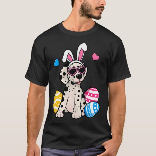 Dalmatian Dog Bunny Ears Sunglasses Easter Day T-Shirt (Vorderseite)
