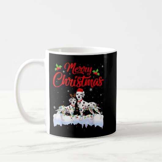 Dalmatian Dog Christmas Lights Funny Hat Santa Xma Kaffeetasse (Links)