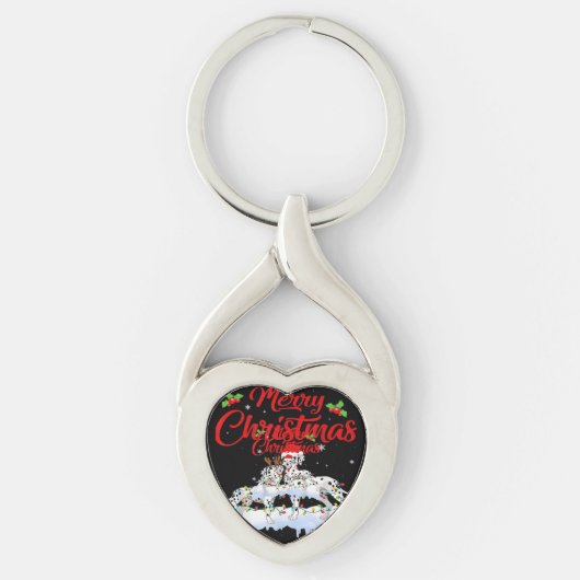 Dalmatian Dog Christmas Lights Santa Hat Xmas Dog Schlüsselanhänger (Vorderseite)