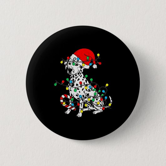 Dalmatian Dog Christmas Lights Santa Xmas Pet Dog  Button (Vorderseite)