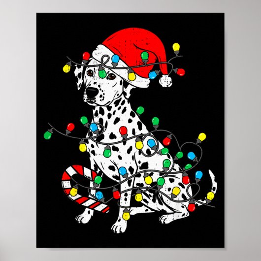 Dalmatian Dog Christmas Lights Santa Xmas Pet Dog Poster (Vorne)