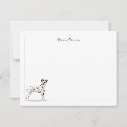 Dalmatian Dog Gray Border Personalized Mitteilungskarte (Vorderseite)