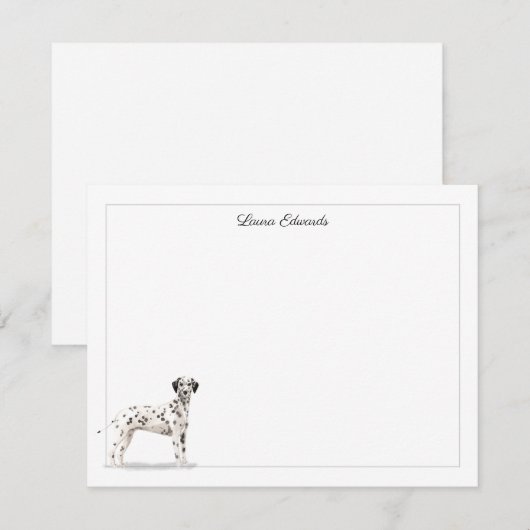 Dalmatian Dog Gray Border Personalized Mitteilungskarte (Vorne/Hinten)