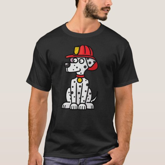 Dalmatian Dog in Firefighter Hat Cartoon T-Shirt (Vorderseite)
