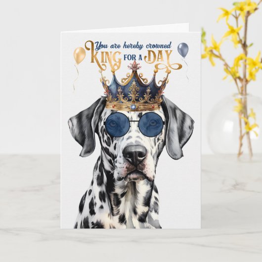 Dalmatian Dog King for a Day Funny Birthday Karte (Gelbe Blume)
