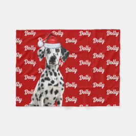 Dalmatian Dog Name on Red Christmas Holiday Fleecedecke