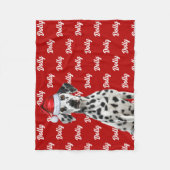 Dalmatian Dog Name on Red Christmas Holiday Fleecedecke (Vorderseite)
