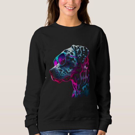 Dalmatian Dog owner Vaporwave Notorious DJ Sweatshirt (Vorderseite)