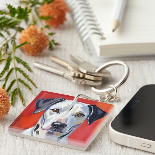Dalmatian | Dog Painting Pet Watercolor Schlüsselanhänger (Vorderseite rechts)