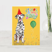 Dalmatian Dog Party Hat Yellow Birthday Karte (Vorderseite)