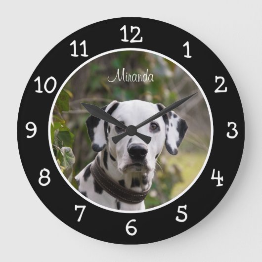 Dalmatian Dog Personalized Große Wanduhr (Vorderseite)