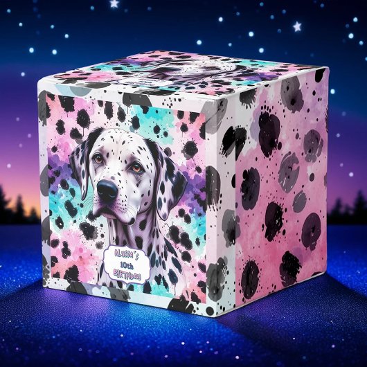 Dalmatian Dog Pink Purple Turquoise Birthday Geschenkschachtel
