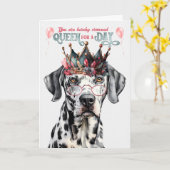 Dalmatian Dog Queen for a Day Funny Birthday Karte (Gelbe Blume)