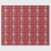 Dalmatian Dog Red Holiday Plaid Christmas Geschenkpapier (Flach)