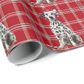 Dalmatian Dog Red Holiday Plaid Christmas Geschenkpapier (Rolleneckpunkt)
