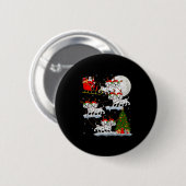 Dalmatian Dog Santa Sleigh Flying Funny Magical Ch Button (Vorne & Hinten)