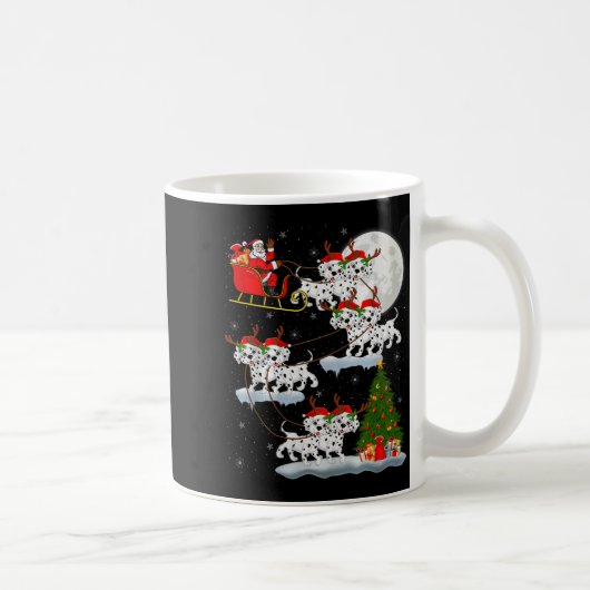 Dalmatian Dog Santa Sleigh Flying Funny Magical Ch Kaffeetasse (Rechts)