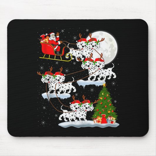 Dalmatian Dog Santa Sleigh Flying Funny Magical Ch Mousepad (Vorne)