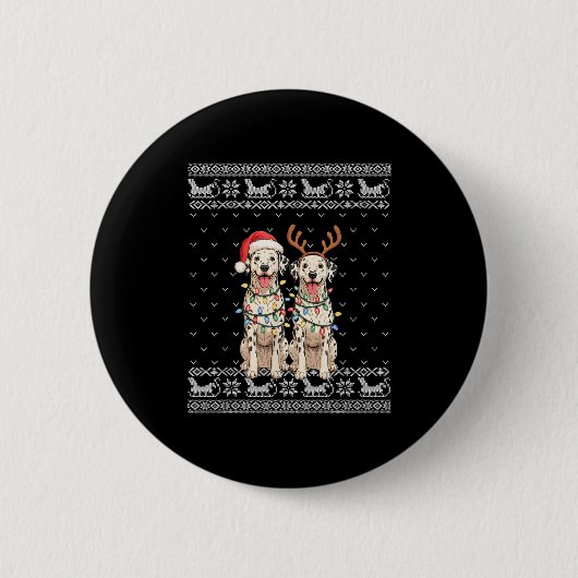 Dalmatian Dog Ugly Christmas Santa Reindeer Xmas P Button (Vorderseite)