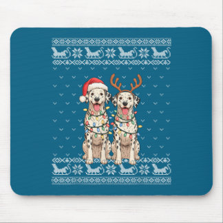 Dalmatian Dog Ugly Christmas Santa Reindeer Xmas P Mousepad