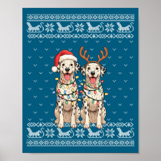 Dalmatian Dog Ugly Christmas Santa Reindeer Xmas P Poster