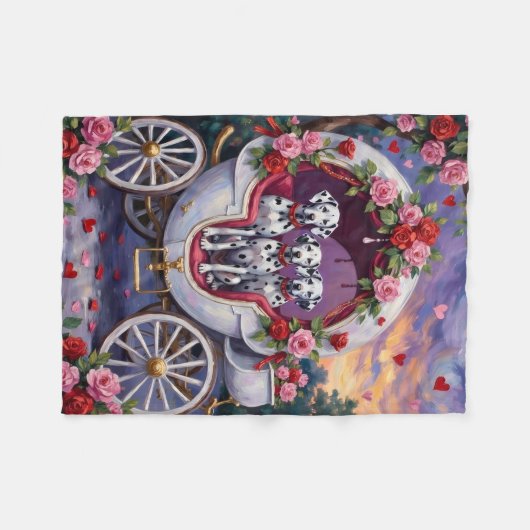 Dalmatian Dog Valentine's Day Fleecedecke (Vorderseite (Horizontal))