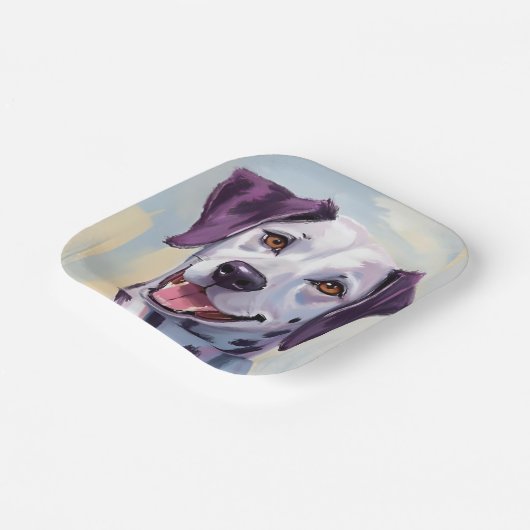 Dalmatian | Dog Watercolor Pet Painting Pappteller (Gewinkelt)