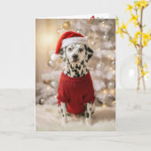 Dalmatian Dog Wearing a Red Christmas Sweater Karte (Gelbe Blume)