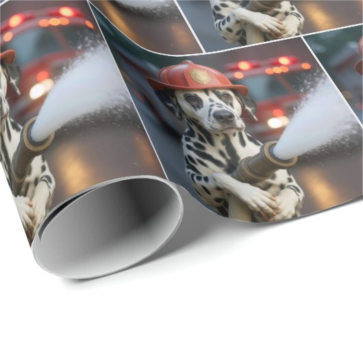 Dalmatian Dog With a Fire Hose Geschenkpapier (Rolleneckpunkt)