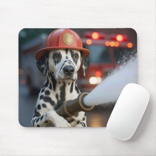 Dalmatian Dog With a Fire Hose Mousepad (Mit Mouse)