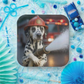 Dalmatian Dog With a Fire Hose Pappteller (Party)