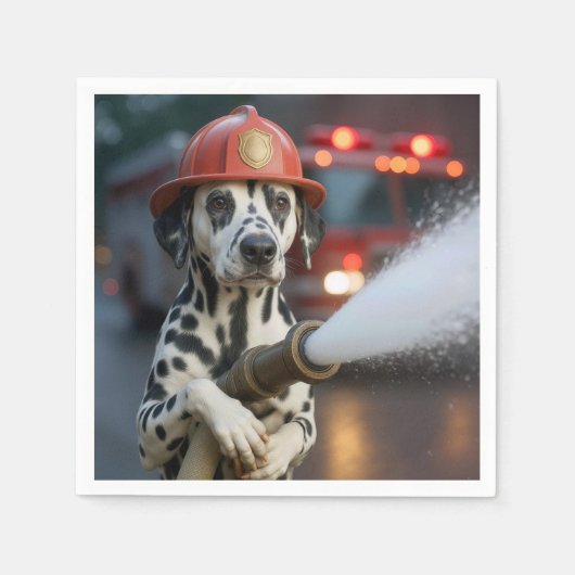 Dalmatian Dog With a Fire Hose Serviette (Vorderseite)