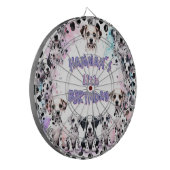 Dalmatian Dogs Purple Watercolor Birthday Party Dartscheibe (Vorderseite Links)