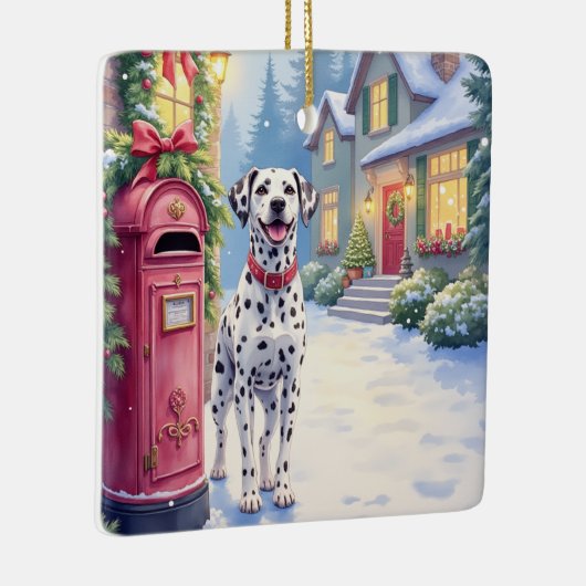 Dalmatian Festive Mailbox Christmas Art Keramikornament (Rechts)