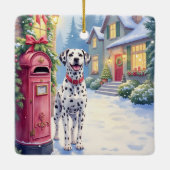 Dalmatian Festive Mailbox Christmas Art Keramikornament (Rückseite)