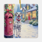 Dalmatian Festive Mailbox Christmas Art Keramikornament (Vorderseite)