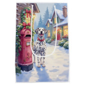 Dalmatian Festive Mailbox Christmas Art Mittlere Geschenktüte (Rückseite)
