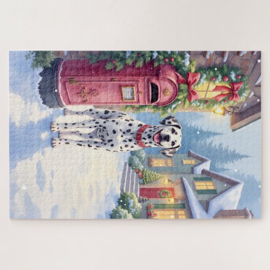 Dalmatian Festive Mailbox Christmas Art Puzzle (Horizontal)