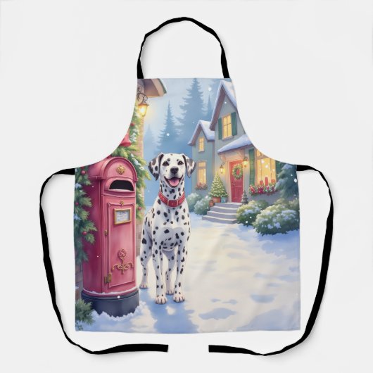 Dalmatian Festive Mailbox Christmas Art Schürze (Vorderseite)