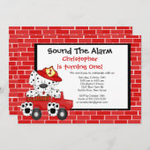 Dalmatian Fireman Fire Truck Birthday Party Einladung (Vorne/Hinten)